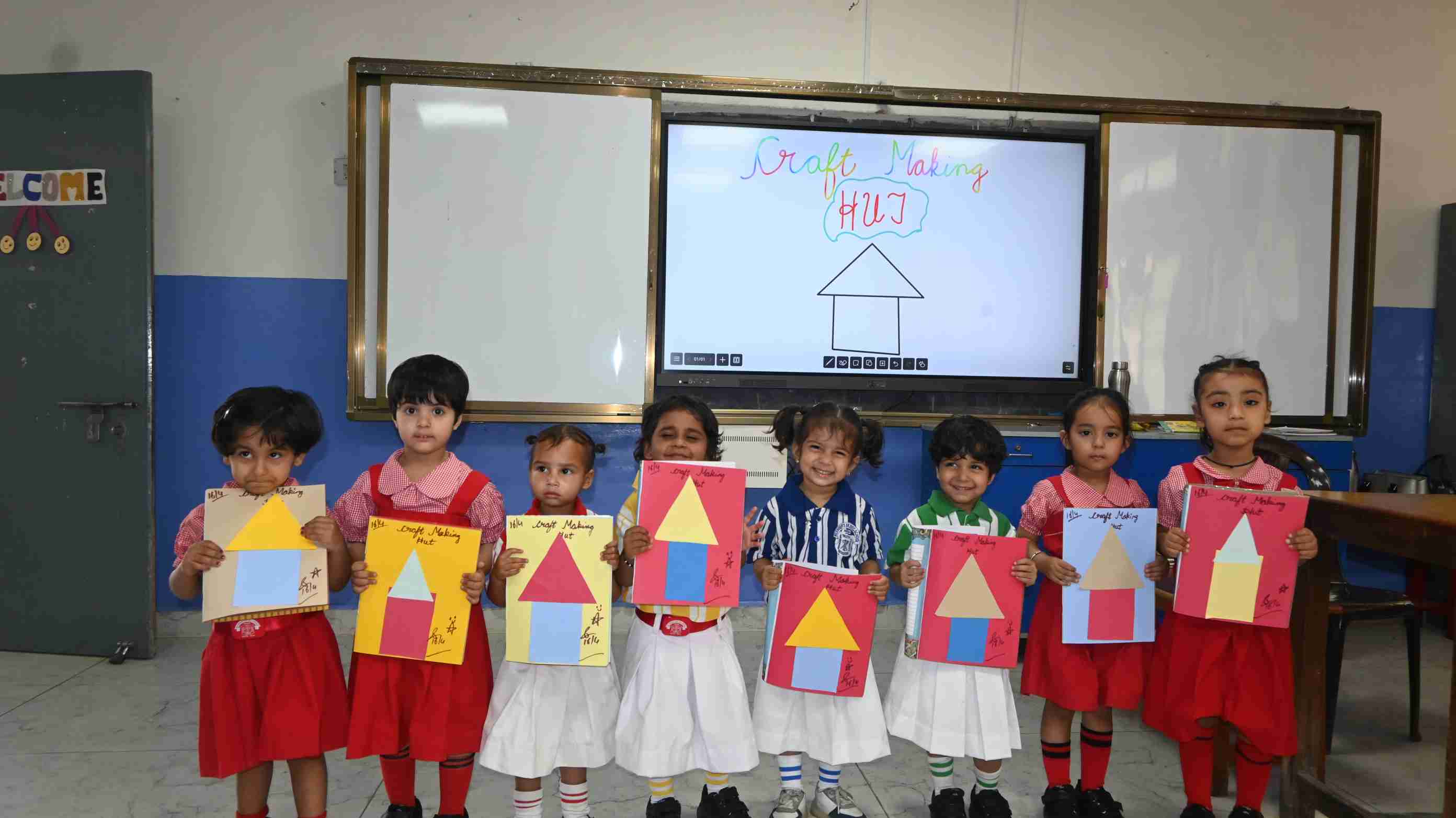PASSING THE BALL & CRAFT ACTIVITY MAKING HUT WITH SHAPES FOR CLASS-NURSERY-5